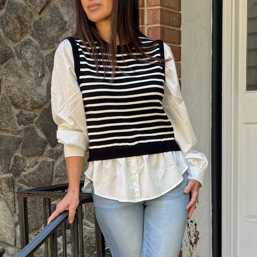 Striped Sweater Blouse Made in France